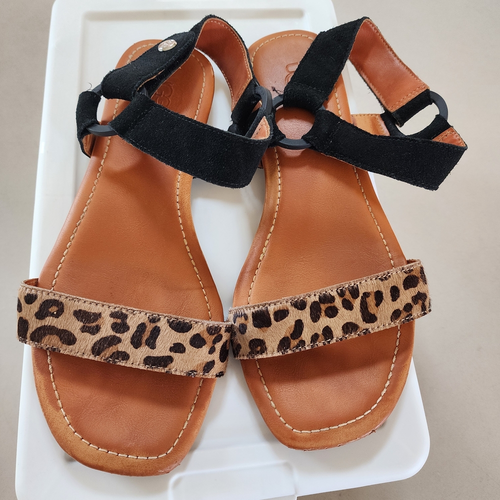 UGG Tan and Black Leopard Sandals